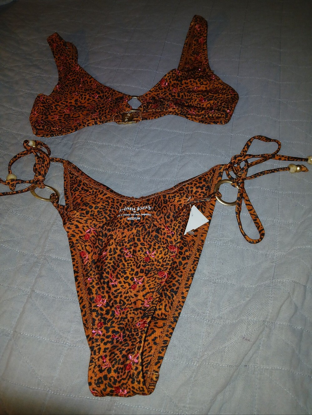 Kulani Kinis Orange Leopard Print Tie-Side Bikini - Picture 2 of 2